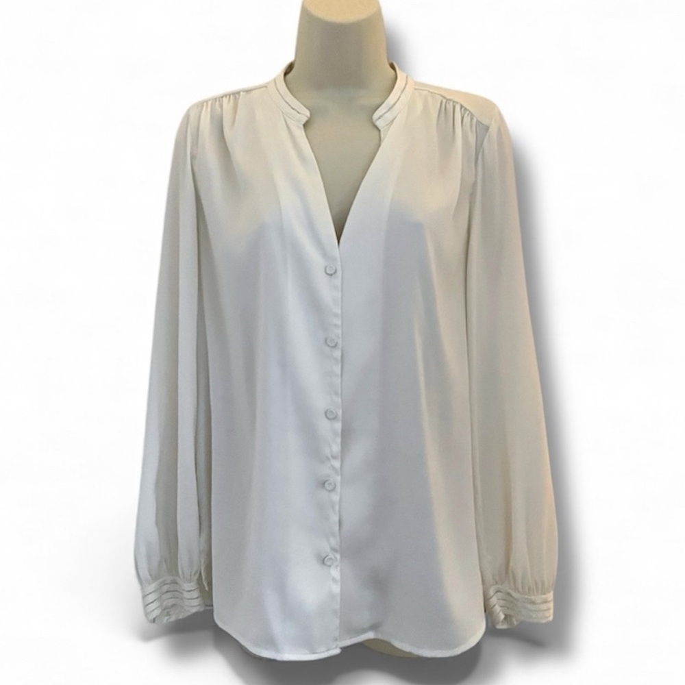 H&M Classic White Button-Up Blouse Size 8